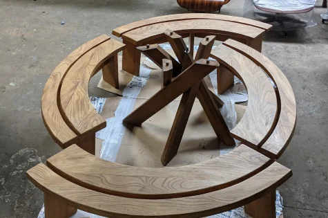 Pierre Chapeau Furniture Dining Table and Benches Restoration Refinishing Image-2