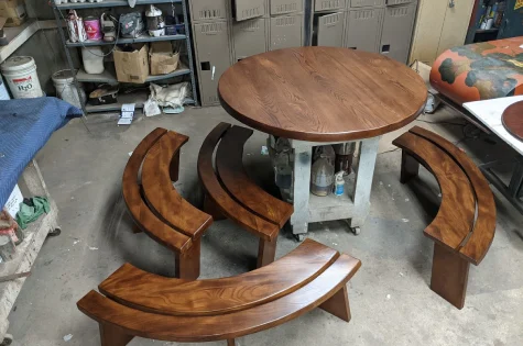 Pierre Chapeau Furniture Dining Table and Benches Restoration Refinishing Image-3